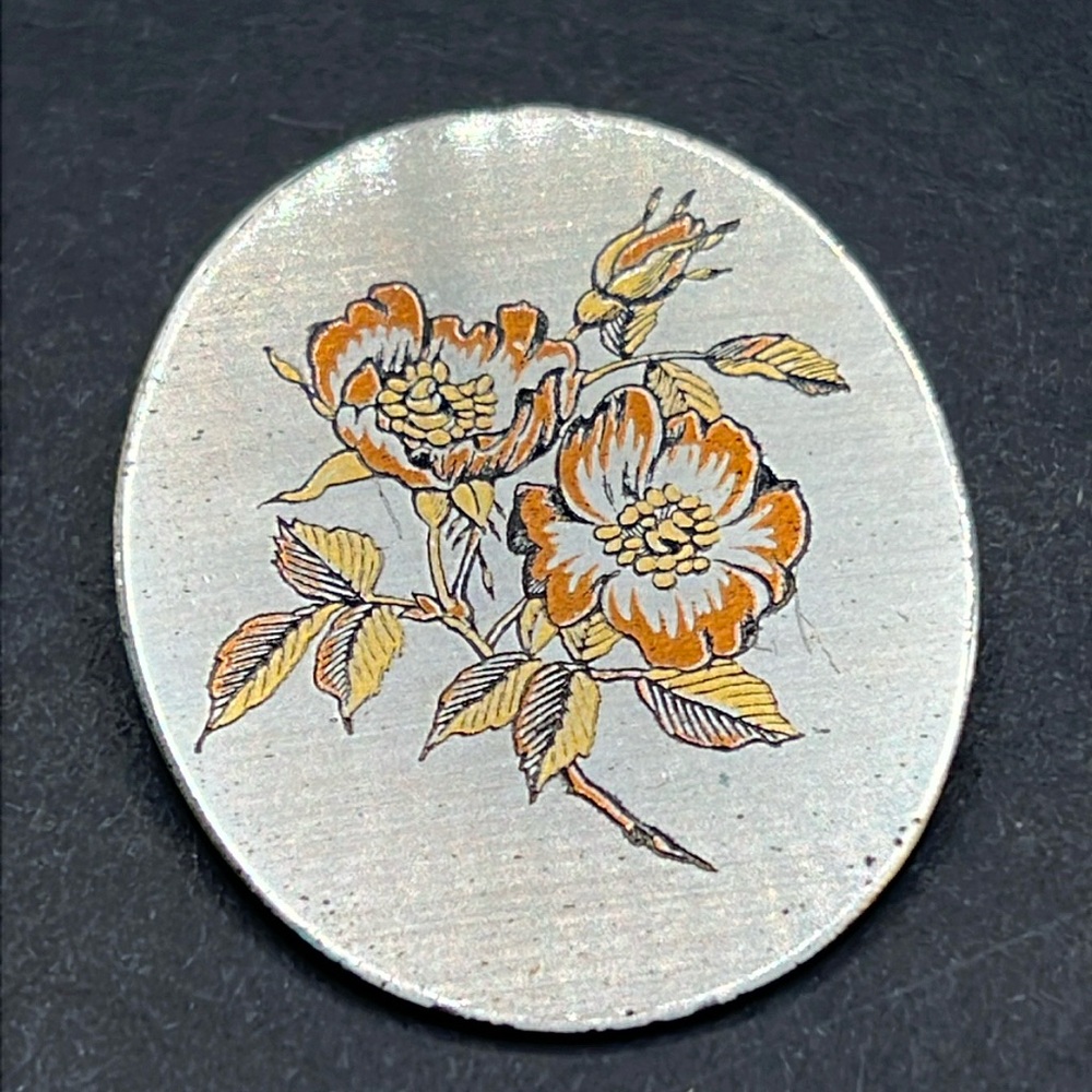 Vintage Reed & Barton Damascene flower brooch